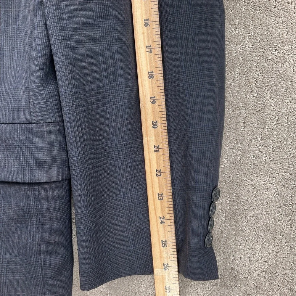 Hart Schaffner Marx Suit Men‎ 44XL Blue Pink Plaid 2 Button Classic Jacket VTG